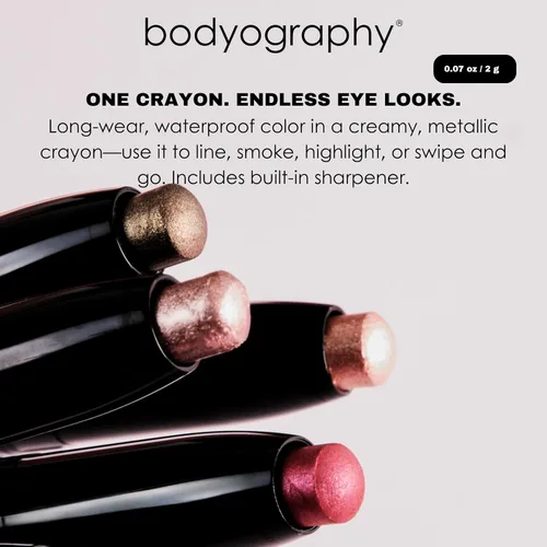 Miniatura 5 de Bodyography Shadow Stylist - Sombra de ojos crema de larga duración y barra iluminadora de ojos con tonos mate y brillantes, suave, mezclable