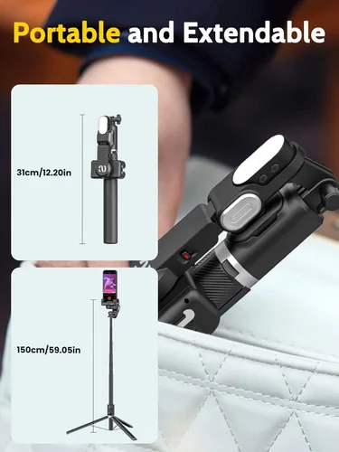 Miniatura 8 de AOCHUAN Trípode de seguimiento facial automático con rotación de 360 grados con luz RGB, cardán de teléfono de un solo eje para iPhone Android
