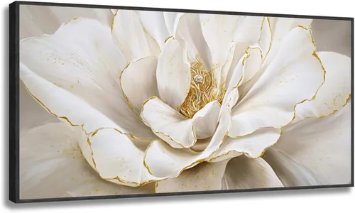 Miniatura 13 de Woxfcart Cuadros de flores para decoración de pared, impresión floral en blanco y negro sobre lienzo para decoración de baño, 15 x 12 pulgadas