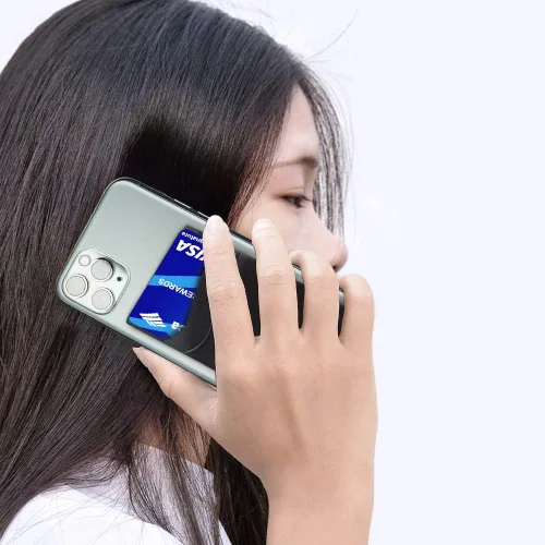 Miniatura 4 de SHANSHUI Billetera para Teléfono, Paquete de 3 Portadores de Tarjetas de Crédito para Billetera de Teléfono Negra Adherible de 2 Ranuras para Casi