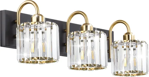 Miniatura 19 de Luz de tocador de baño dorada - Accesorio de luz de baño de cristal sobre espejo