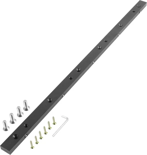 Peachtree Woodworking Barra de inglete de aluminio de precisión de 19 pulgadas, camino de sierra de mesa ajustable con émbolos de resorte, barra de