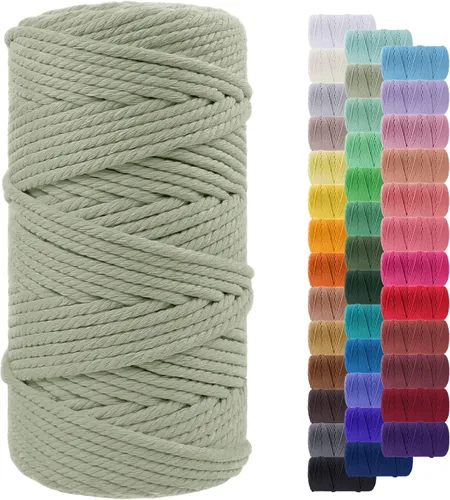 Miniatura 78 de Cuerda de macramé de 0.079 in para 219 yardas, cuerda de algodón natural para manualidades, hilo de cuerda de macramé de colores para colgar