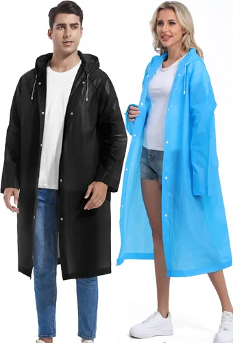 Miniatura 42 de 2 abrigos de lluvia de Borogo para adultos, chaquetas de lluvia reutilizables para hombres y mujeres