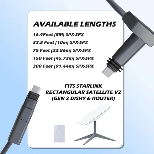Miniatura 8 de Starlink - Cable de repuesto Starlink para satélite rectangular V2, kit de extensión de cable satelital Starlink para accesorios Gen 2