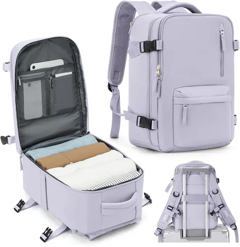 Miniatura 13 de VECAVE Mochila de mano para mujer, mochila de viaje grande aprobada por vuelo, impermeable de 14 pulgadas, mochila para laptop de negocios, mochila