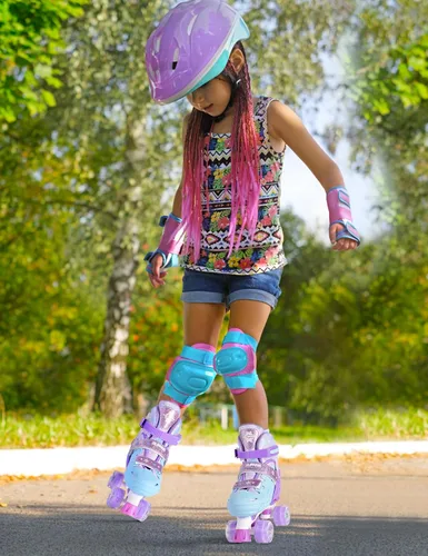 Miniatura 7 de 2PM SPORTS Patines de ruedas para niñas, niños y niños pequeños de 4 a 6, 5 a 8, 6 a 12, 8 a 12 años con ruedas iluminadas, patines ajustables