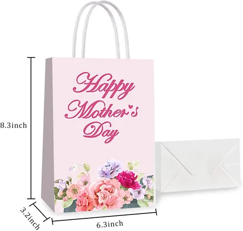 Miniatura 2 de Partico Bolsas de regalo para el día de la madre, bolsa de regalo de clavel rosa con asa para la mejor decoración de fiesta temática de mamá