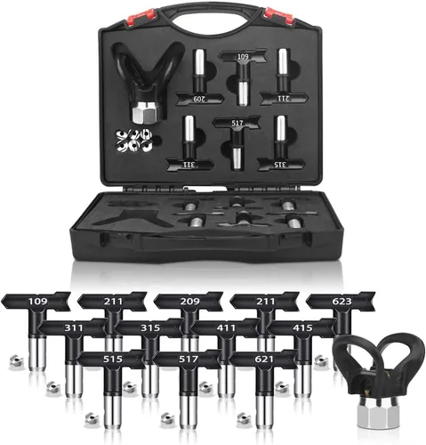 Miniatura 8 de 12 puntas de rociador sin aire, puntas de rociador de pintura, protector de punta y estuche de almacenamiento negro, adecuadas para pistola