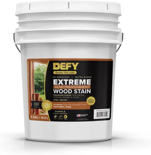 Miniatura 7 de DEFY Barniz y Sellador de Madera Extremo Todo en Uno - 1 Galón de Recubrimiento Impermeable Semitransparente para Todos los Tipos de Madera - Gris