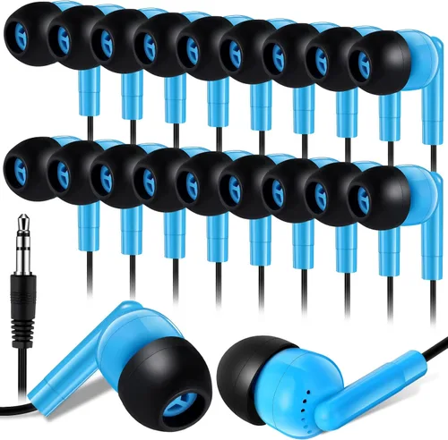 Miniatura 18 de Kanayu Paquete de 100 auriculares con cable a granel para aulas, auriculares básicos para estudiantes, sin micrófono, con conector de 0.138 in