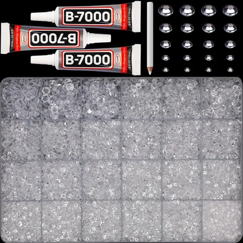 Miniatura 20 de Pegamento para Gemas b7000 con 7500 Piezas de Diamantes de Imitación Rojos para Manualidades, Ropa, Tela, Cristales de Parte Plana para Zapatos