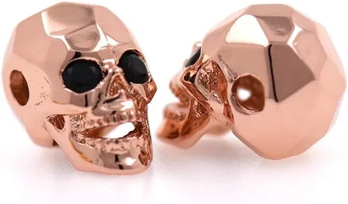 Miniatura 6 de Dijes de cuentas de cabeza de calavera para hombre, pulsera original, fabricación de joyas, 0.315 x 0.512 in (10 unidades, plateado)