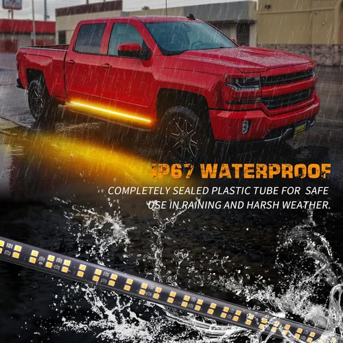 Miniatura 3 de XRIDONSEN 2 tiras de luces estroboscópicas ámbar de 70 pulgadas para camión de emergencia, 864 luces LED para estribo, barra intermitente