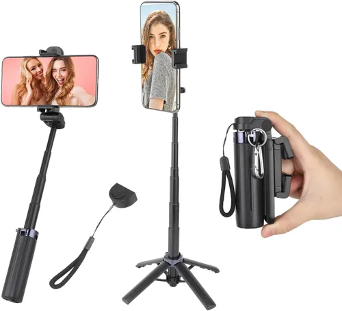 Miniatura 8 de UTEBIT Trípode para selfie stick con luz, soporte de trípode portátil de 40 pulgadas con control remoto inalámbrico, tornillo de 1/4 pulgadas