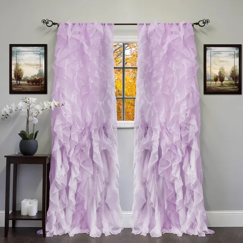 Miniatura 11 de Sweet Home Collection Paquete de 2 Paneles de Ventana Cortinas de Gasa Transparente con Volantes Verticales en Cascada Gris