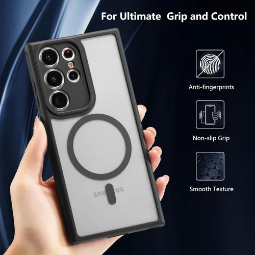 Miniatura 4 de RALEAVO Funda magnética para Samsung Galaxy S22 Ultra [compatible con Magsafe] Funda delgada esmerilada mate translúcida parte trasera de Magnético