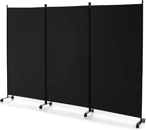 Miniatura 19 de GOFLAME Divisor de habitación plegable de 4 paneles, pantalla de privacidad enrollable de 6 pies con ruedas bloqueables, pantalla de partición