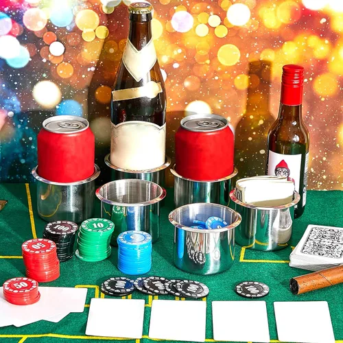 Miniatura 6 de Tessco for you 2 piezas de soporte de vaso de mesa de acero inoxidable para tazas de bebidas, accesorios de mesa de metal para mesa de casino