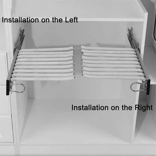 Miniatura 3 de Riel para colgar ropa de armario, barra de armario extensible resistente, soporte de armario expandible para 9 pantalones, gancho de armario