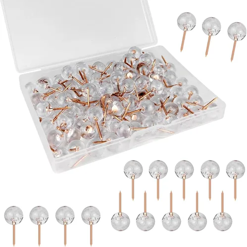 50 bonitos pasadores de empuje, tachuelas de mapa de oro rosa, pines decorativos de cabeza redonda para tablero de corcho, tablón de anuncios,