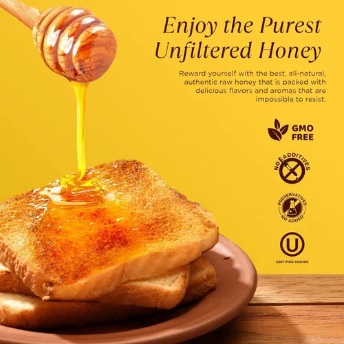 Miniatura 3 de Miel de flores silvestres 100% cruda y sin filtrar, fabricada en Estados Unidos por Pure Southern Honey (48 onzas)