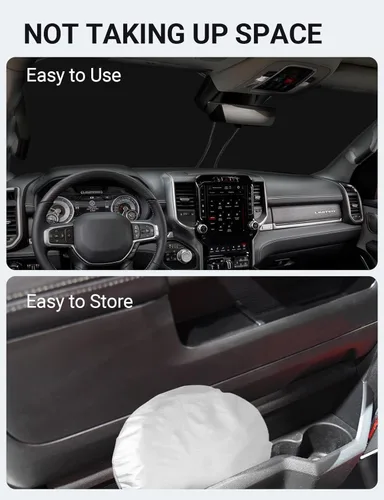 Miniatura 9 de Proadsy Parasol para parabrisas actualizado 2025, ajuste personalizado Dodge RAM 1500 2Dr 2019-2024 2025, 4 capas, plegable, protector de parasol