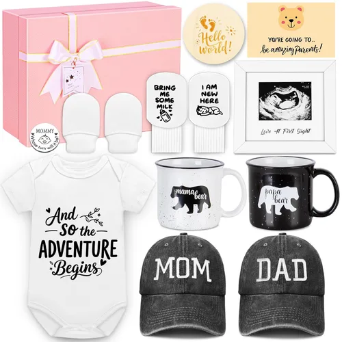 Miniatura 10 de Cesta de regalo para bebés para niñas y niños recién nacidos, set de regalo de baby shower para niños, artículos esenciales para bebés recién