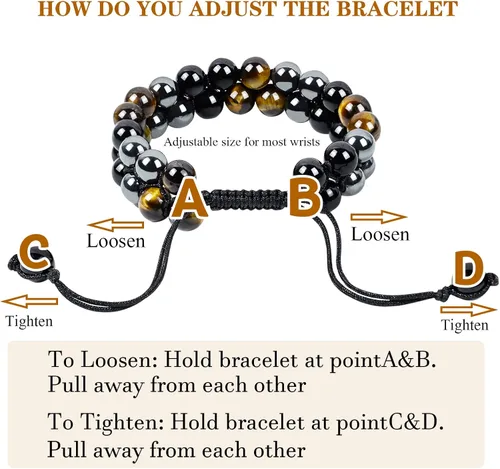 Miniatura 22 de Triple Protection Bracelet Natural Black Obsidian Tigers Eye Hematite Beads Crystal Bracelet Healing Bracelets for Men Women Bring Prosperity Luck