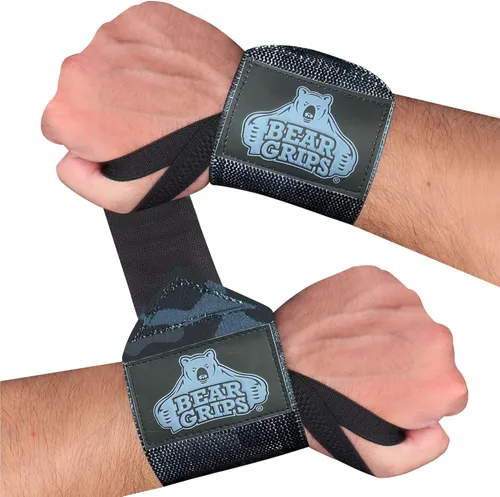 Miniatura 8 de Bear Grips Muñequeras para levantamiento de pesas Correas de muñeca para levantamiento de pesas Muñequeras de gimnasio extra fuertes Dos
