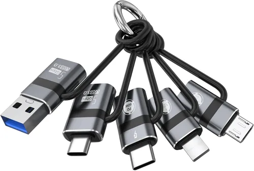 Adaptador USB a USB-C, adaptador USB-C a USB, convertidor USB-C a micro, adaptador IP a tipo C, y adaptador tipo C a IP (5 piezas en total),