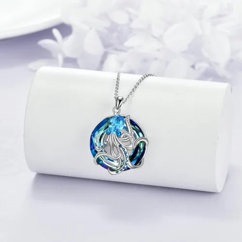 Miniatura 2 de YFN Ocean Jewelry - Collar con colgante de plata de ley con diseño de estrella de mar, pulpo, medusa, para mujeres y niñas, amantes del océano