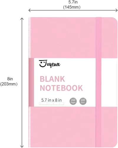 Miniatura 7 de JOYEUX - Libreta en blanco tipo diario, A5, 160 páginas, libros de bocetos gruesos de 100 Gsm, diario de tapa dura para escribir, 5.7 x 8 pulgadas
