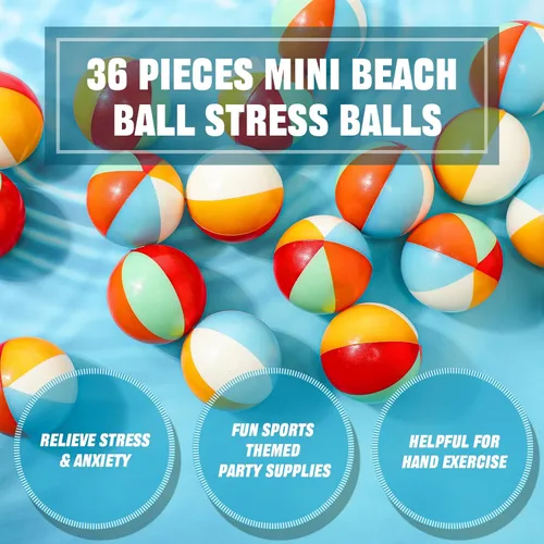 Miniatura 2 de Hungdao 75 pelotas de estrés para la playa de 2.5 pulgadas, mini bolas de alivio del estrés, arcoíris, piscina, juguetes de juego, juguetes