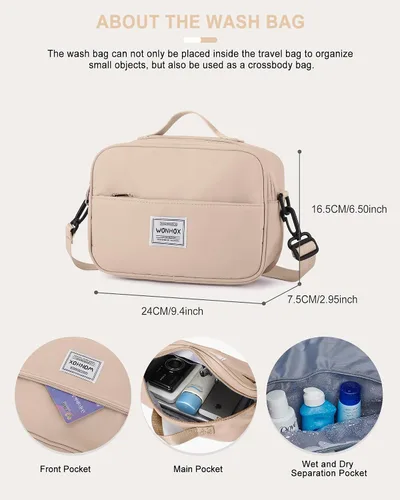 Miniatura 7 de Bolsa de viaje para mujer, bolsa deportiva para gimnasio, E1-beige