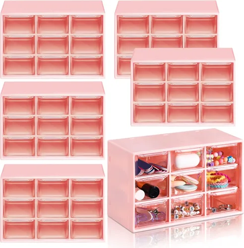 Miniatura 10 de Amyhill 6 Piezas Organizador Mini de Cajones Organizador Pequeño con 9 Cajones Caja de Almacenamiento de Manualidades de Plástico de Escritorio