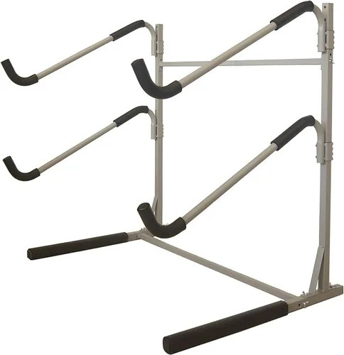 SPAREHAND ShowCase3 - Estante de almacenamiento de SUP – Estante de almacenamiento de kayak independiente plateado con capacidad de peso de 100