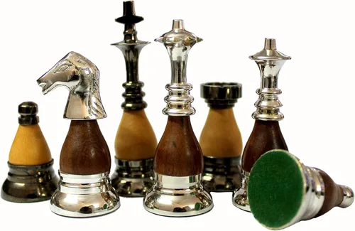 StonKraft Piezas de ajedrez de madera de latón, peones, figura de ajedrez, figuras de ajedrez, monedas (3.5 pulgadas, rey)