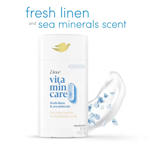 Miniatura 3 de Dove VitaminCare+ Desodorante en barra de lino fresco y mineral marino sin aluminio, 2.6 oz