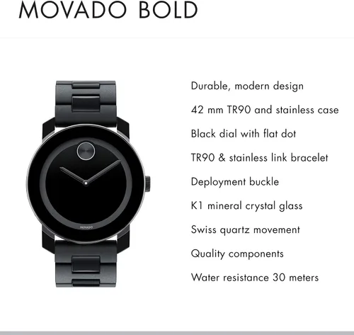 Miniatura 2 de Movado 3600047 reloj de pulsera de acero inoxidable para hombre color negro