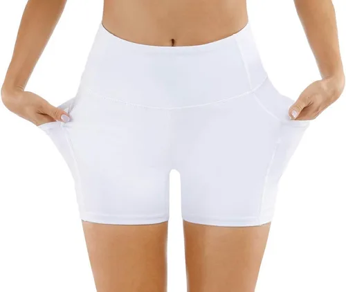 Miniatura 2 de THE GYM PEOPLE - Pantalones cortos de yoga para mujer, con cintura alta, control de abdomen y bolsillos profundos, para gimnasia, entrenamiento