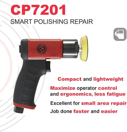 Miniatura 7 de Chicago Pneumatic CP7201P - Kit - Pulidora de aire de 3 pulgadas (2.953 in), mango de pistola, gancho y bucle - 2500 RPM