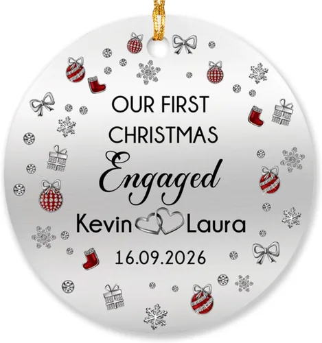 Miniatura 25 de Adornos personalizados de corazón para la primera Navidad, regalos para pareja de recién casados 2025, adorno de nuestra primera Navidad casado