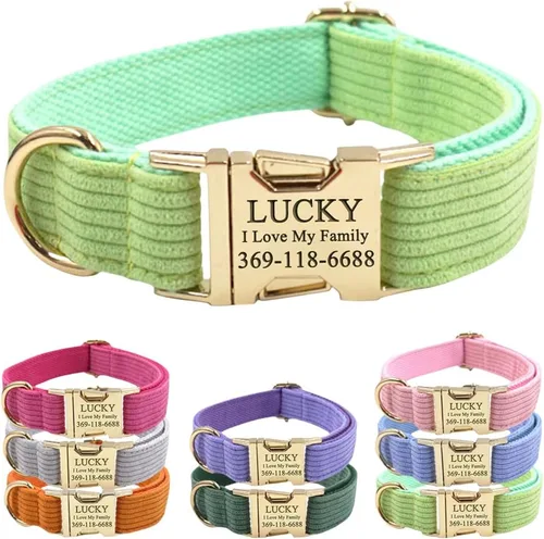 Miniatura 13 de PETDURO Collar de perro personalizado en púrpura claro de luxo suave - Cordón de cordero - Collar personalizado con nombre y teléfono grabados