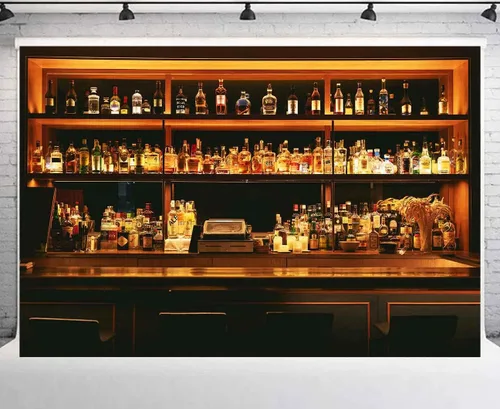 Miniatura 8 de Telones de fondo de bar de 5 x 3 pies para fotografía, vinilo para bebidas de vino, fondo de alcohol, cafetería, restaurante, estante de bebidas