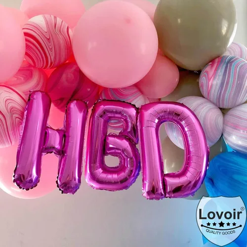 Miniatura 3 de Lovoir Globos grandes de 40 pulgadas de color rosa intenso con la letra H de gran tamaño, globo de helio de aluminio de Mylar para decoración