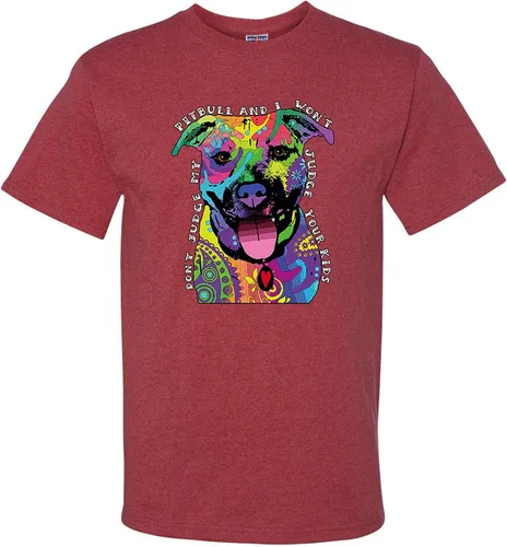 Miniatura 9 de Camisetas divertidas para hombre Don't Judge My Pitbull I Won't Judge Your Kids Púrpura