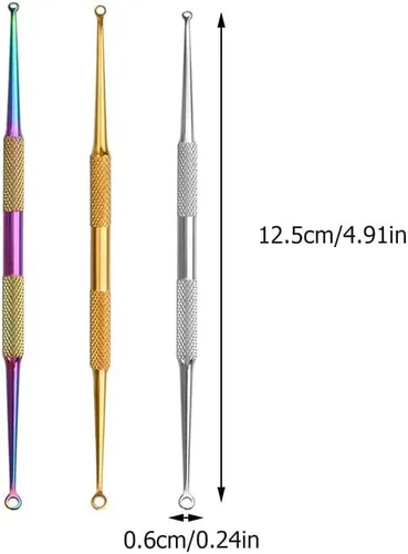 Miniatura 2 de Lurrose Herramienta extractora de comedones de acero inoxidable, removedor de cabeza negra, limpiador de poros, agujas de belleza ocultas