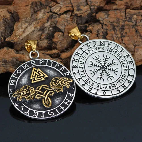 Miniatura 4 de GuoShuang Noridc - Collar vikingo de acero inoxidable para hombre, con bolsa de regalo de Valknut