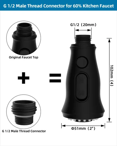 Miniatura 3 de Reemplazo universal de cabezal de grifo de cocina con 15 adaptadores compatible con estándar americano/Kohler/Moen/Delta, cabezal rociador de grifo